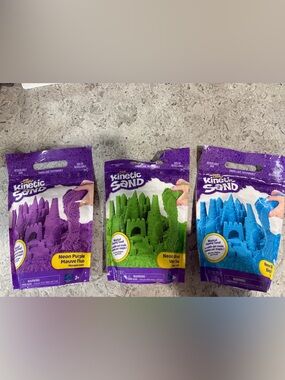 Kinetic Sand Kids Building Sand - Neon Purple, Neon Green, Neon Blue